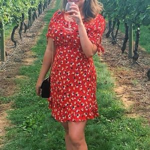 Faithfull The Brand Red Floral Mini Dress